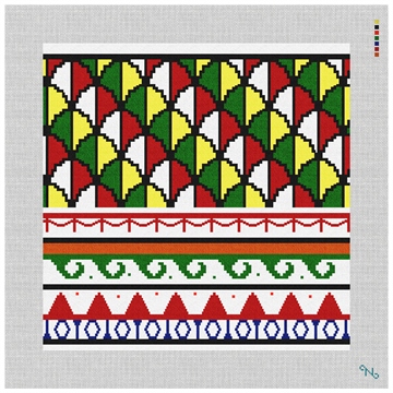 Mosaic Column Needlepoint Pillow Kit Stitched Preview