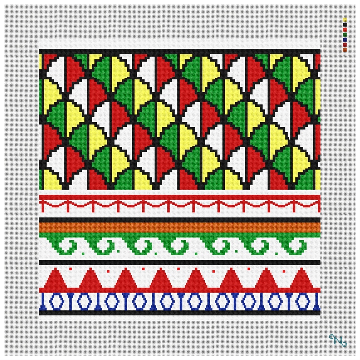 Mosaic Column Needlepoint Pillow Kit Stitched Preview