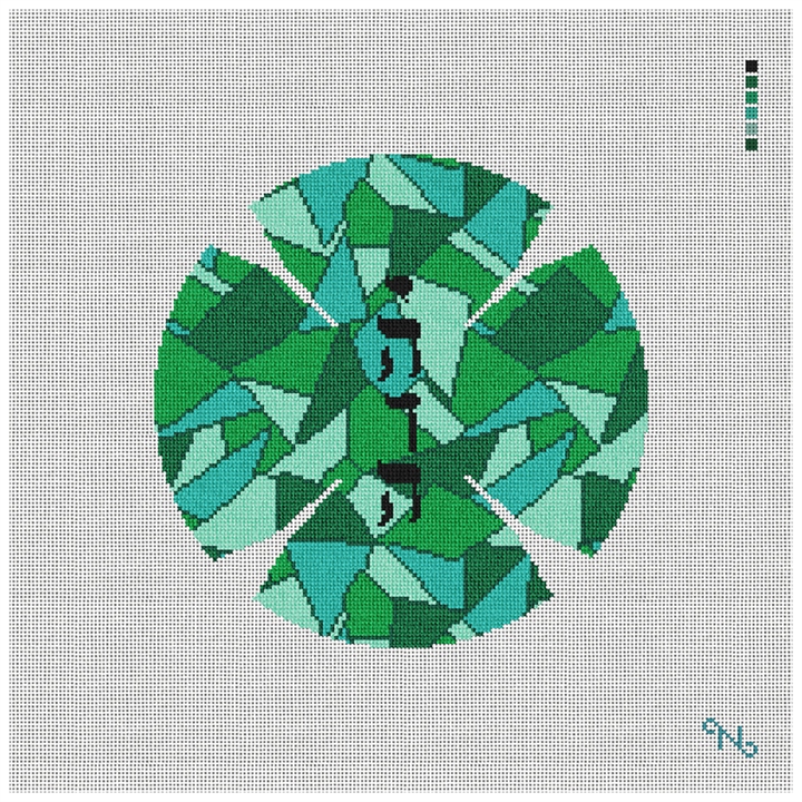 Mosaic Yarmulke Needlepoint Kit Stitched Preview