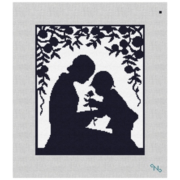 Mother and Child Needlepoint Kit Stitched Preview