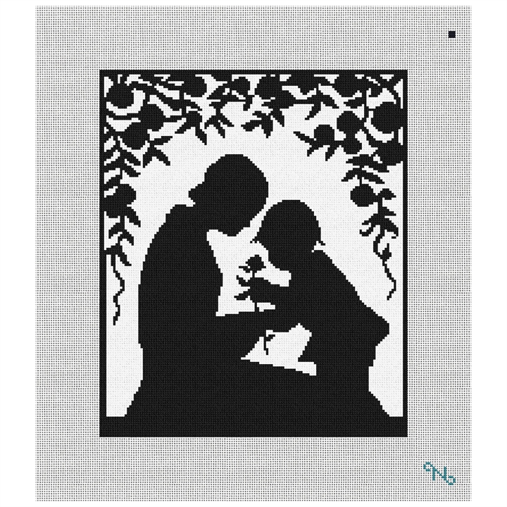 Mother and Child Needlepoint Kit Stitched Preview