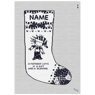 Mother's Love Needlepoint Stocking Kit Stitched Preview
