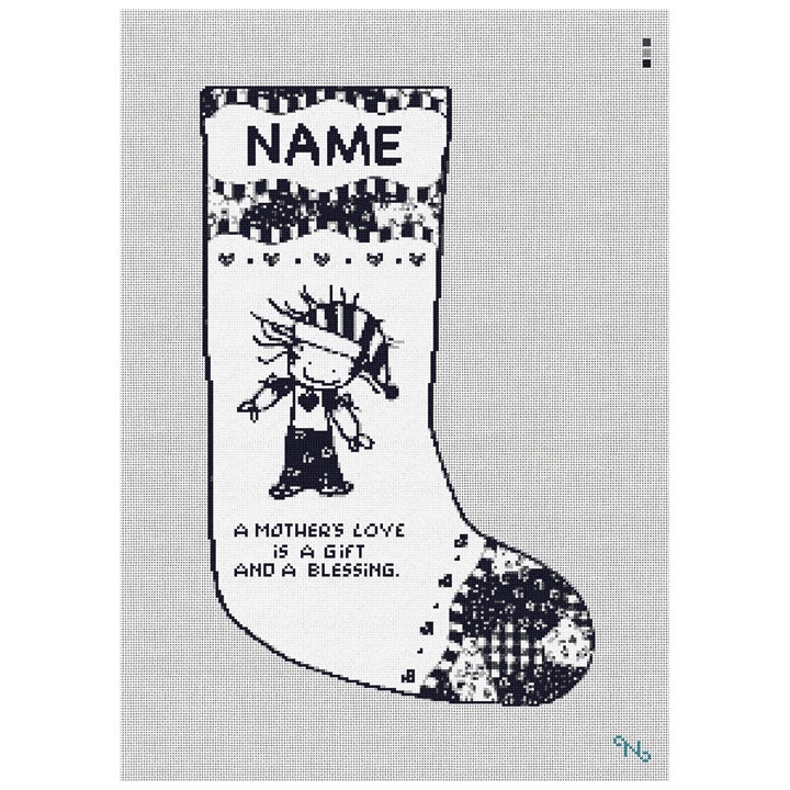 Mother's Love Needlepoint Stocking Kit Stitched Preview