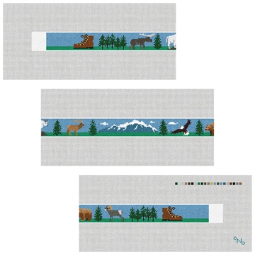 Mountain Hiking Needlepoint Belt Kit Stitched Preview