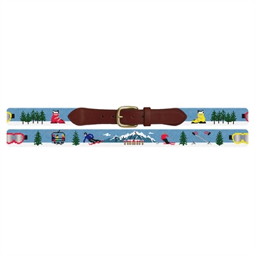 Mountain Skiing Needlepoint Belt