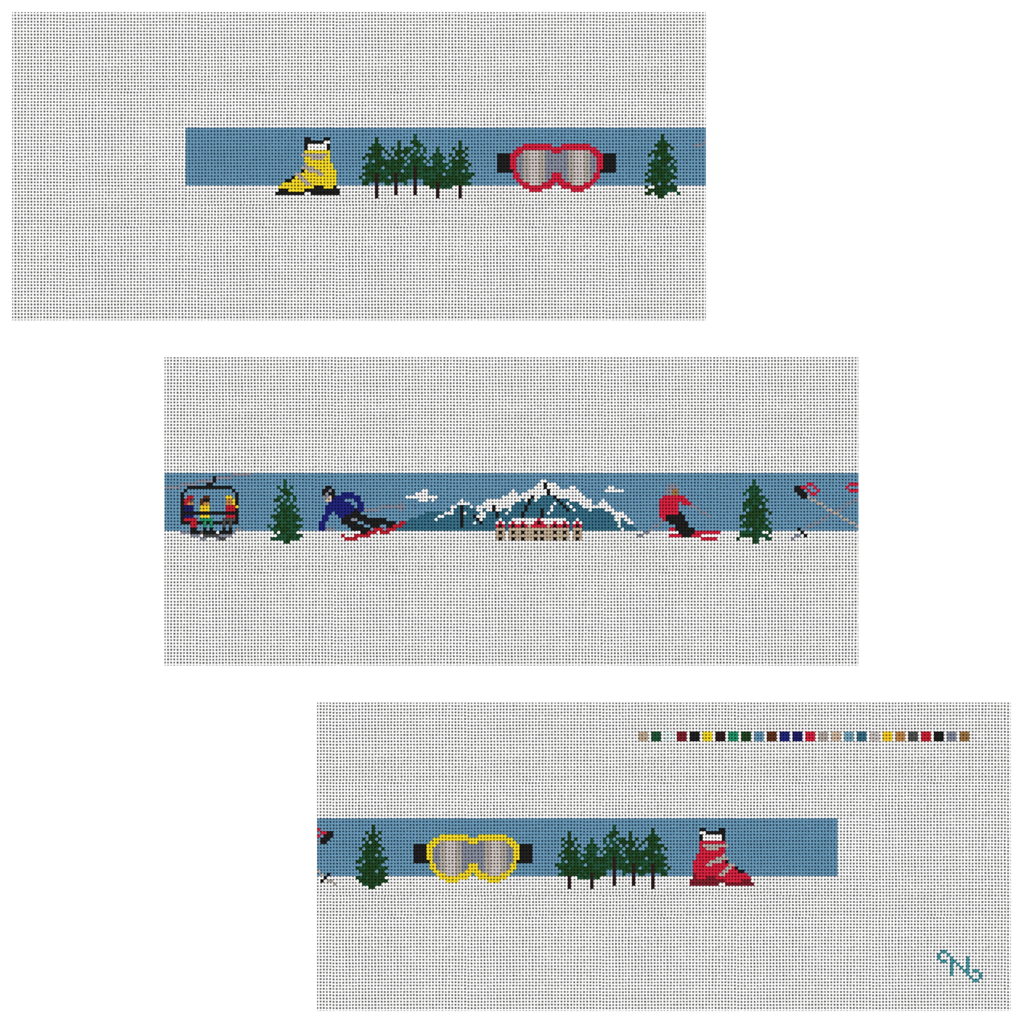 Mountain Skiing Needlepoint Belt Kit