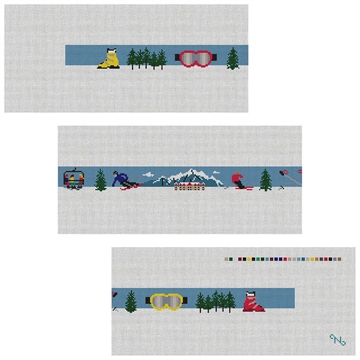 Mountain Skiing Needlepoint Belt Kit
