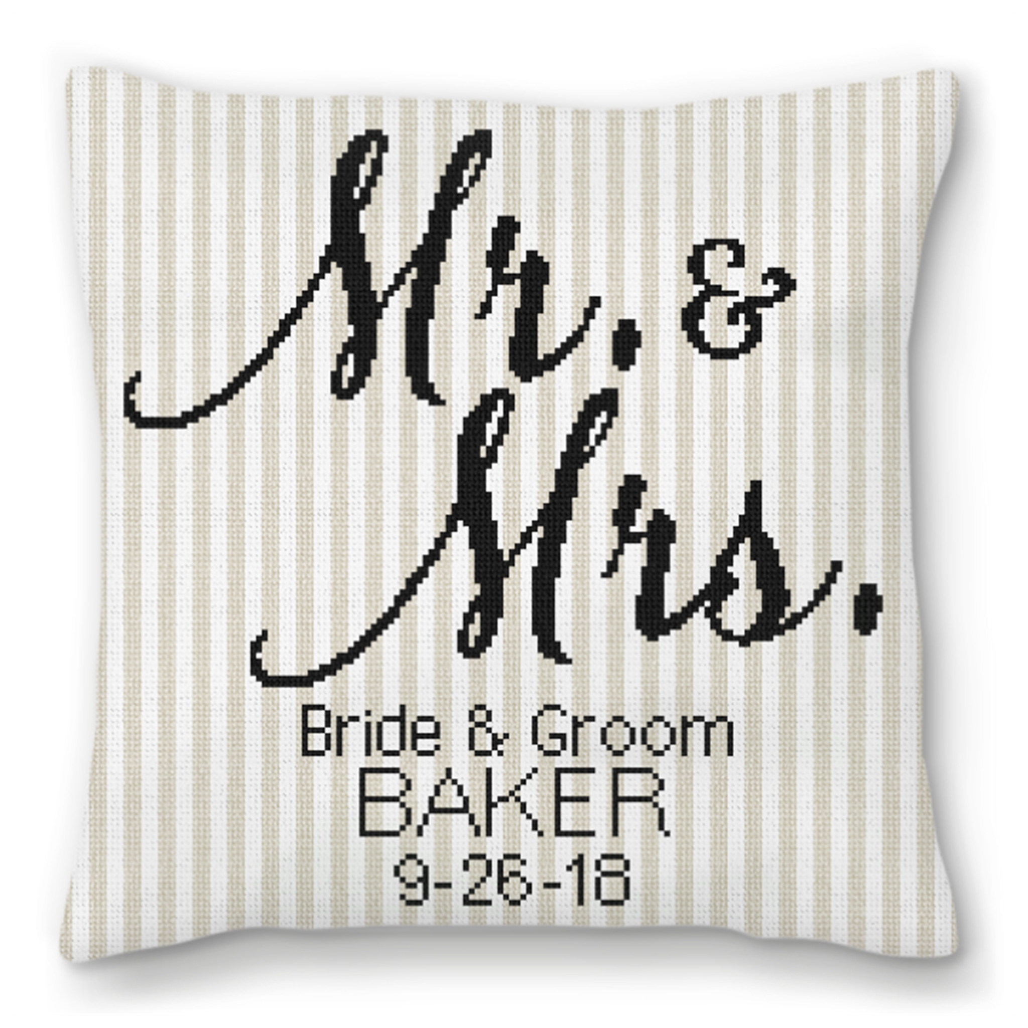 Mr. and Mrs. Needlepoint Wedding Pillow