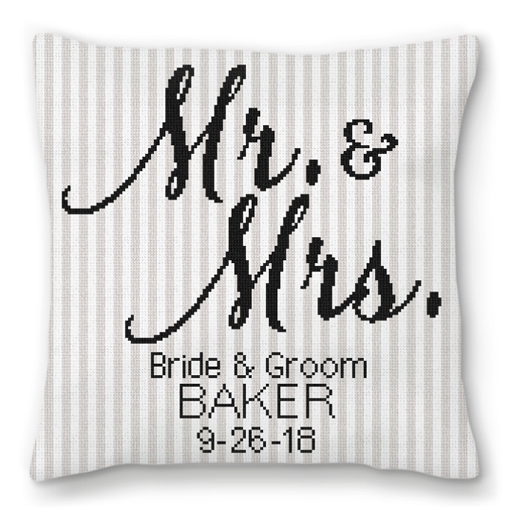 Mr. and Mrs. Needlepoint Wedding Pillow