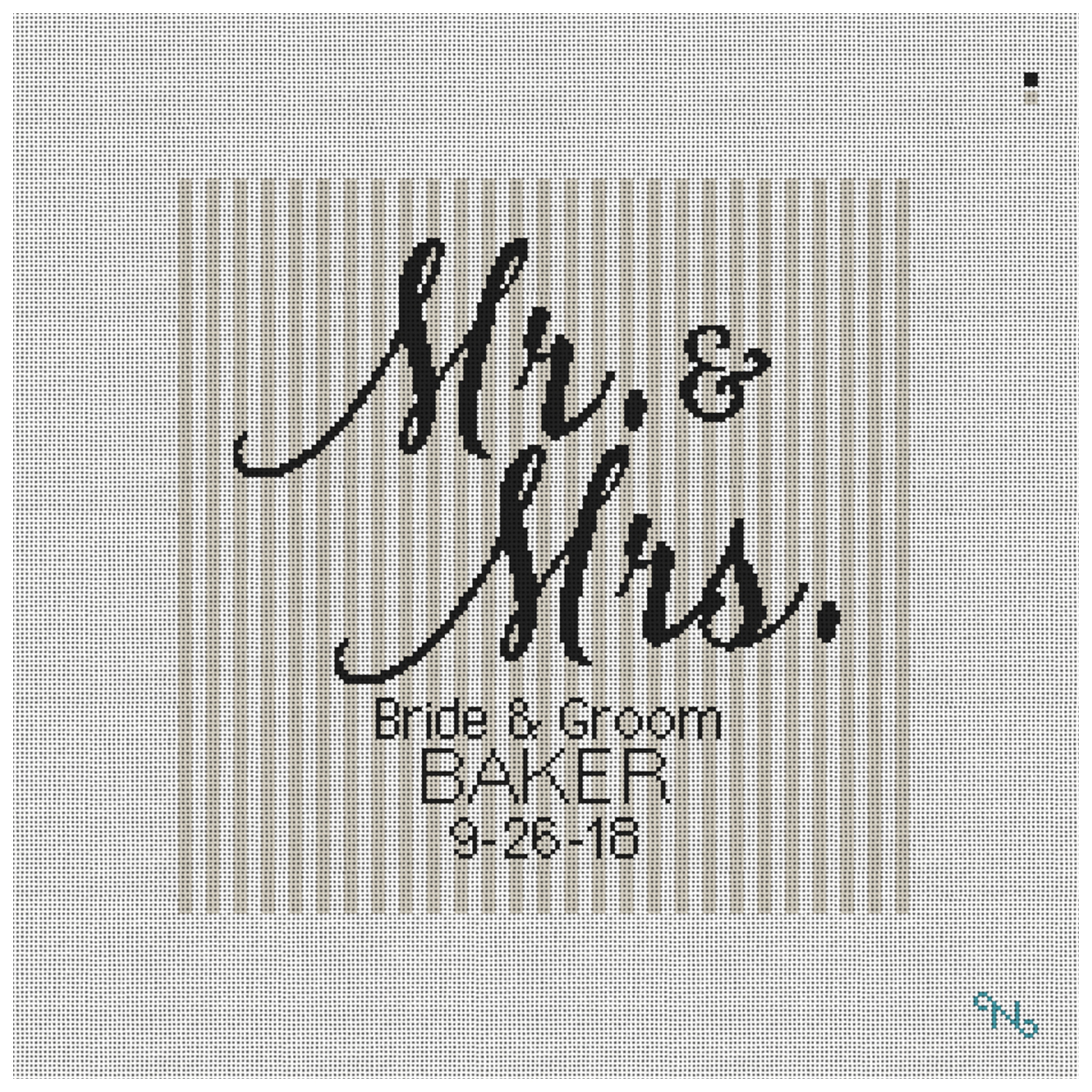 Mr. and Mrs. Needlepoint Wedding Pillow Kit