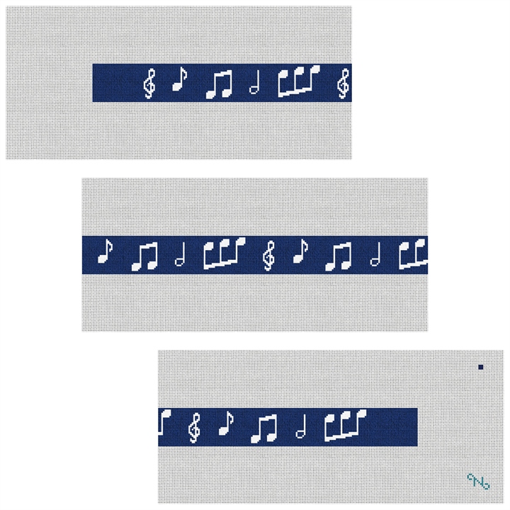 Music Notes Needlepoint Belt Kit Stitched Preview