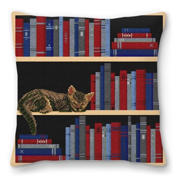 My Bookshelf Needlepoint Pillow