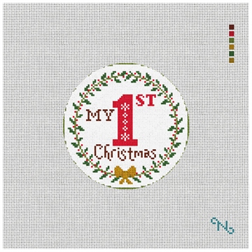 My First Christmas Needlepoint Ornament Kit Stitched Preview