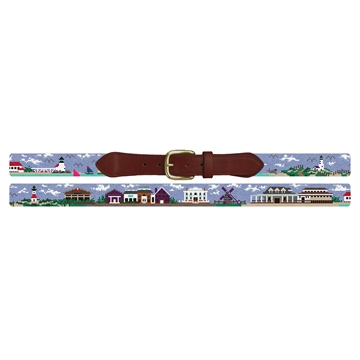 Nantucket Island Needlepoint Belt