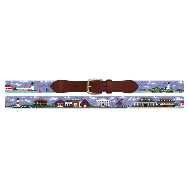Nantucket Island Needlepoint Belt