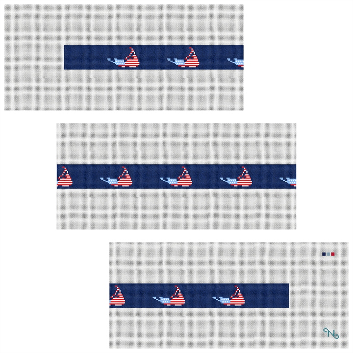 Nantucket Needlepoint Belt Kit Stitched Preview