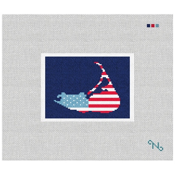 Nantucket Needlepoint Card Wallet Kit Stitched Preview