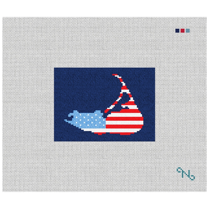 Nantucket Needlepoint Card Wallet Kit Stitched Preview
