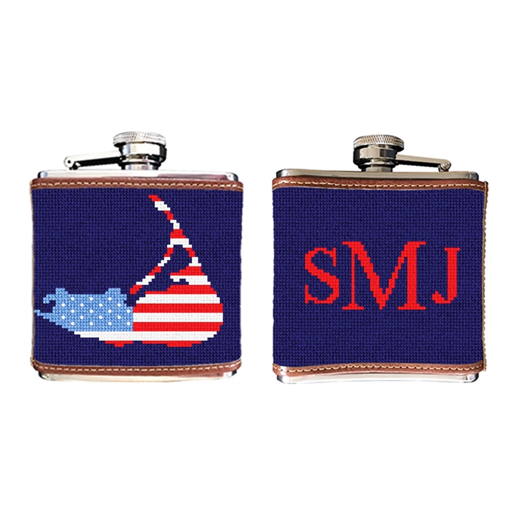Nantucket Needlepoint Flask 