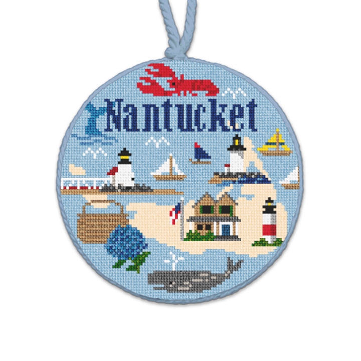 Nantucket Travel Round Needlepoint Ornament