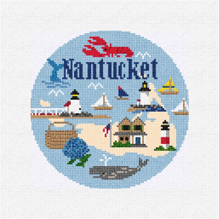 Nantucket Travel Round Needlepoint Ornament Kit