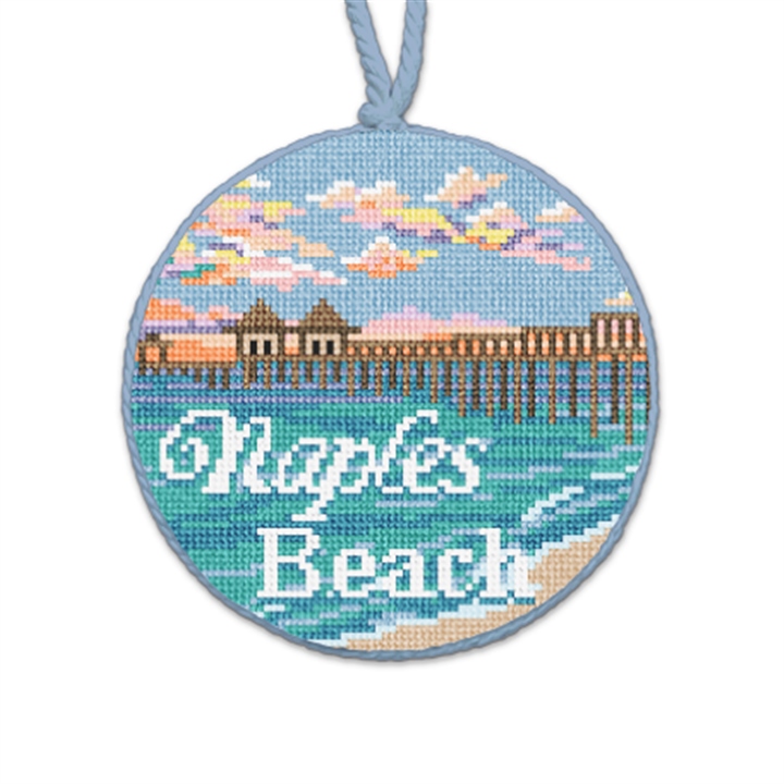 Naples Beach Needlepoint Ornament