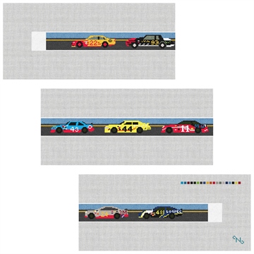 Nascar Belt Needlepoint Kit Stitched Preview