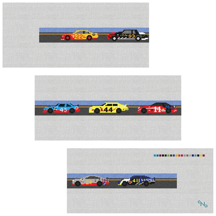 Nascar Belt Needlepoint Kit Stitched Preview