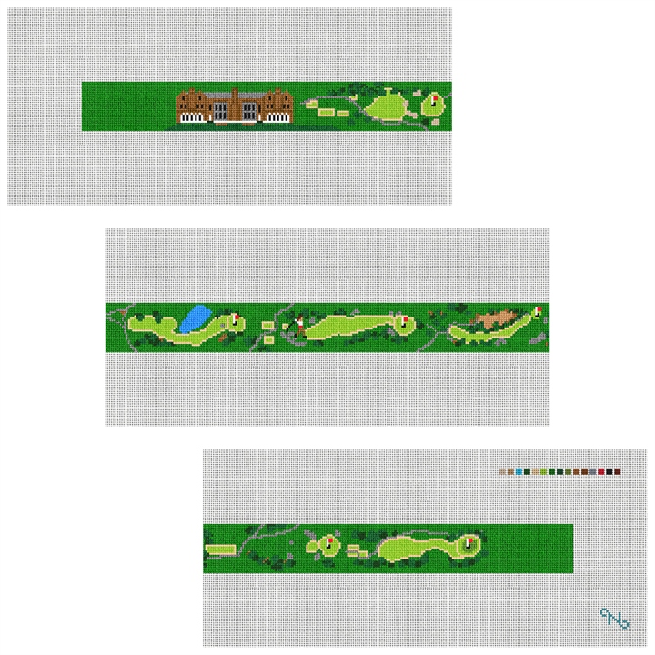 Nassau Golf Course Needlepoint Belt Kit Stitched Preview