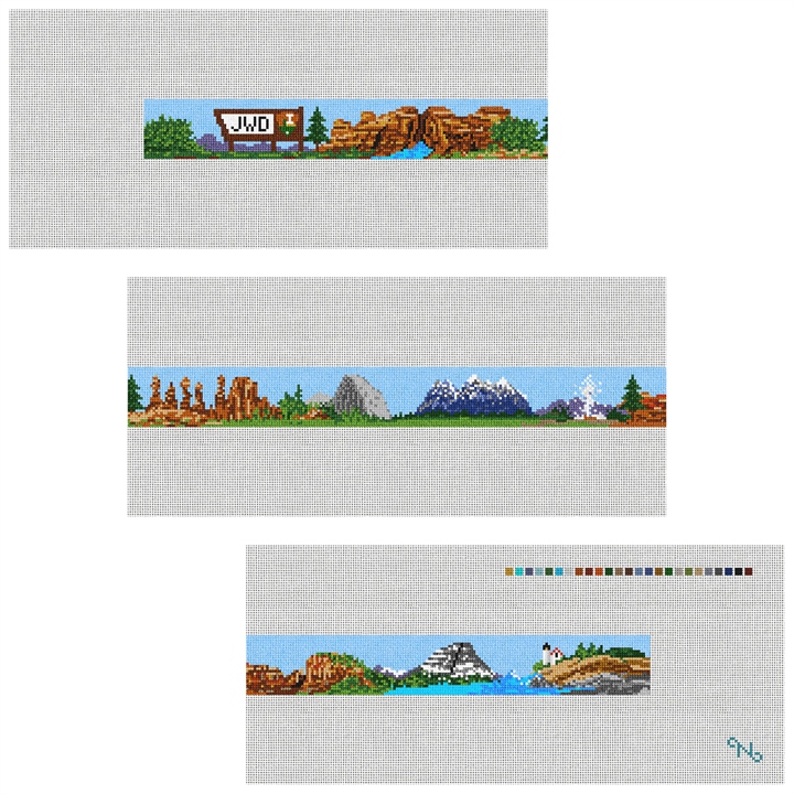 National Parks Needlepoint Belt Kit Stitched Preview