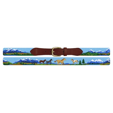 Natural Landscape Needlepoint Belt