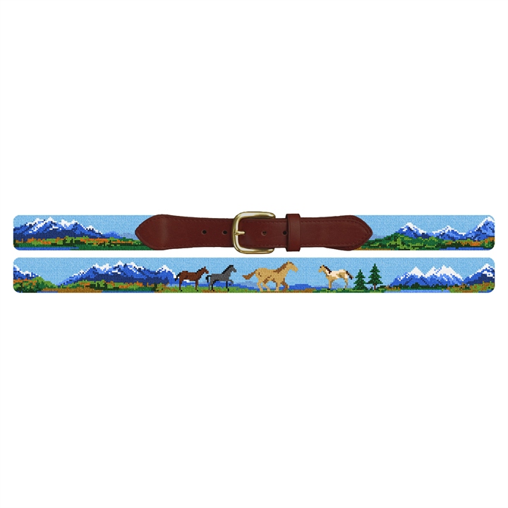 Natural Landscape Needlepoint Belt