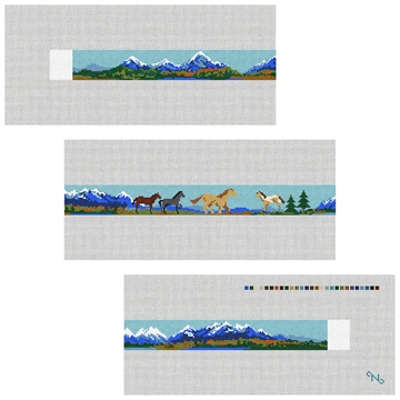 Natural Landscape Needlepoint Belt Kit Stitched Preview