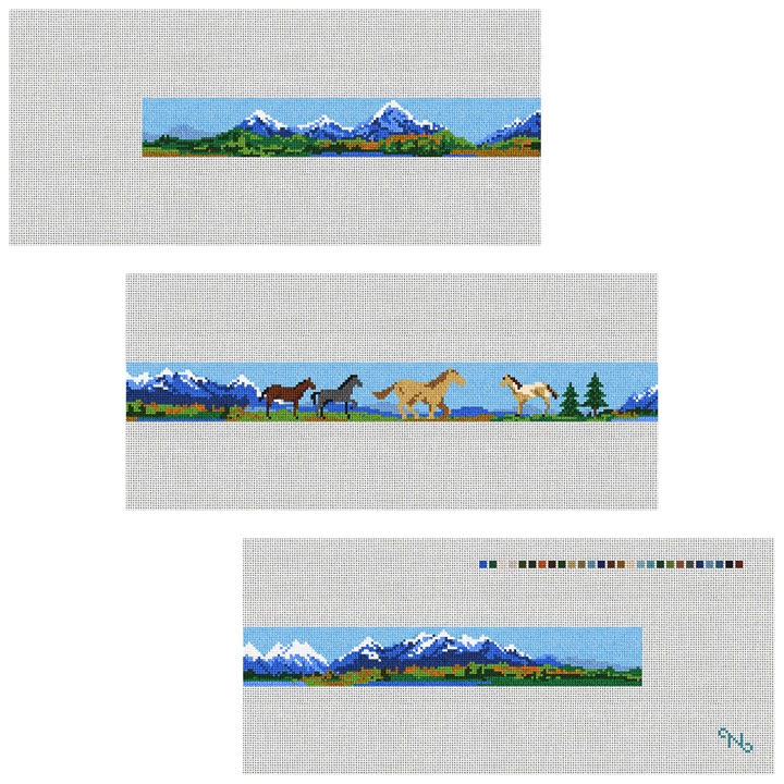 Natural Landscape Needlepoint Belt Kit Stitched Preview