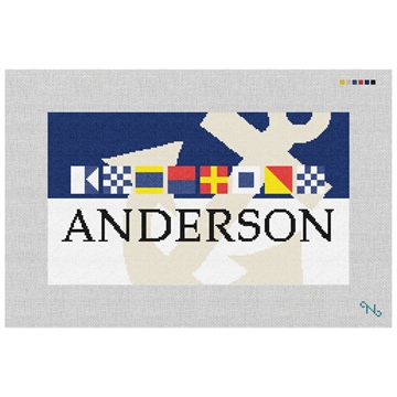 Nautical Family Needlepoint Pillow Kit Stitched Preview