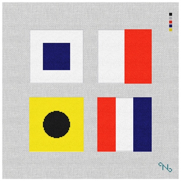 Nautical Flag Needlepoint Coaster Ornament Set Kit Stitched Preview