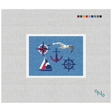 Nautical Needlepoint Card Wallet Kit Stitched Preview