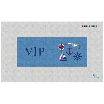 Nautical Needlepoint Flask Kit Stitched Preview