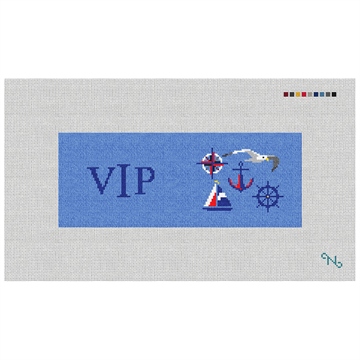Nautical Needlepoint Wallet Kit Stitched Preview