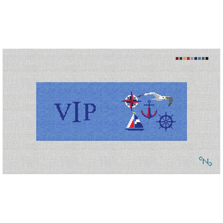 Nautical Needlepoint Wallet Kit Stitched Preview