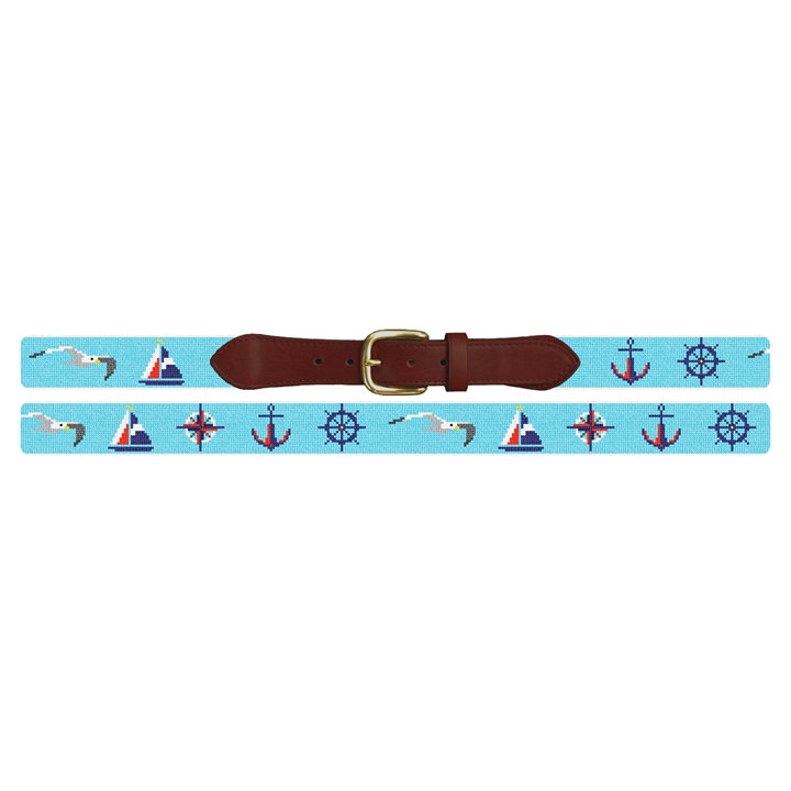 Nautical Sailing Needlepoint Belt
