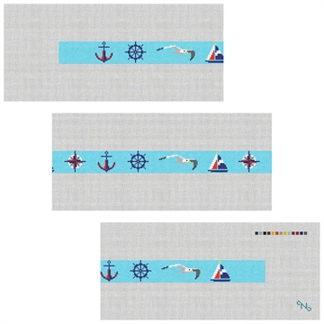 Nautical Sailing Needlepoint Belt Kit Stitched Preview