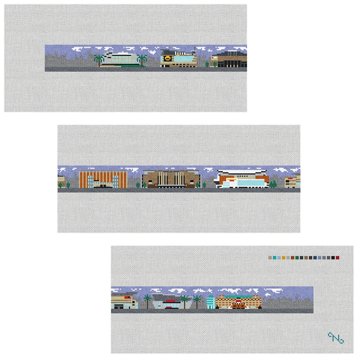 NBA Arenas Needlepoint Belt Kit Stitched Preview