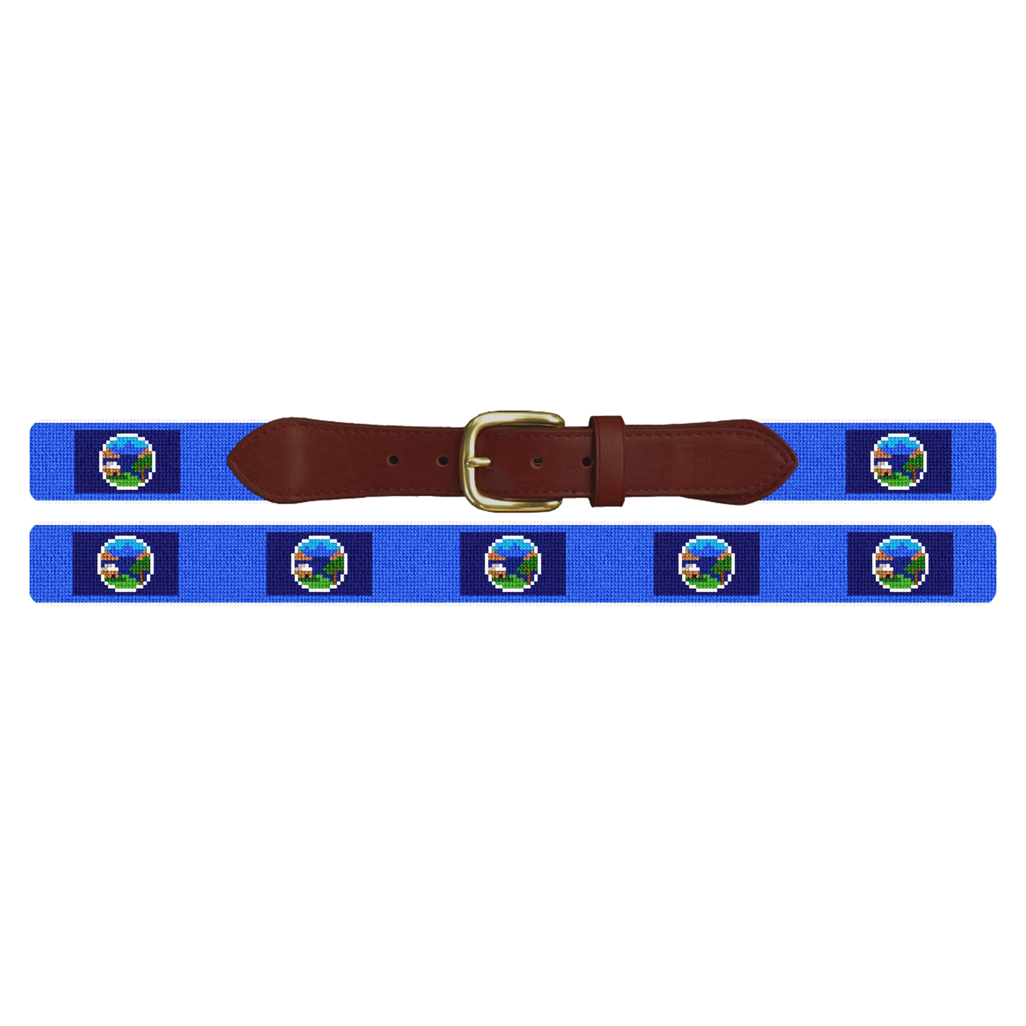 Nebraska Flag Needlepoint Belt