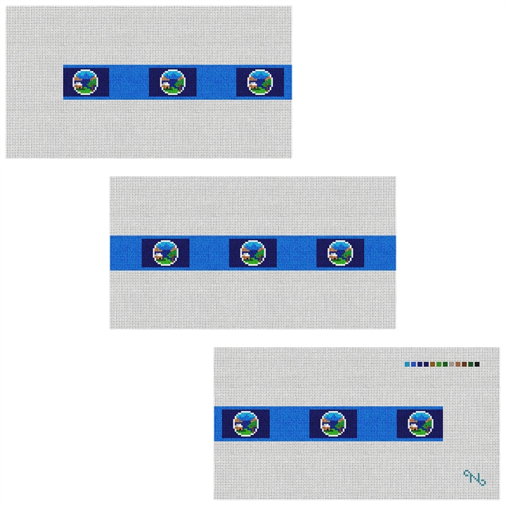 Nebraska Flag Needlepoint Belt Kit Stitched Preview