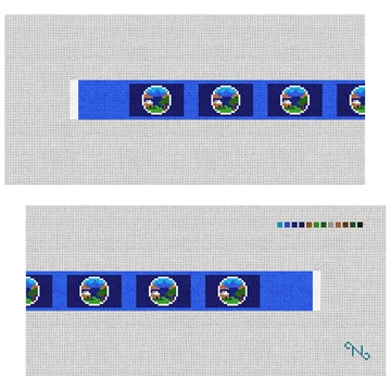 Nebraska Flag Needlepoint Dog Collar Kit Stitched Preview