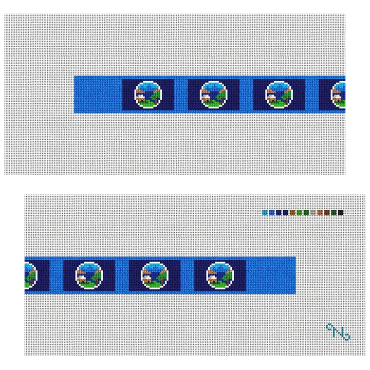 Nebraska Flag Needlepoint Dog Collar Kit Stitched Preview