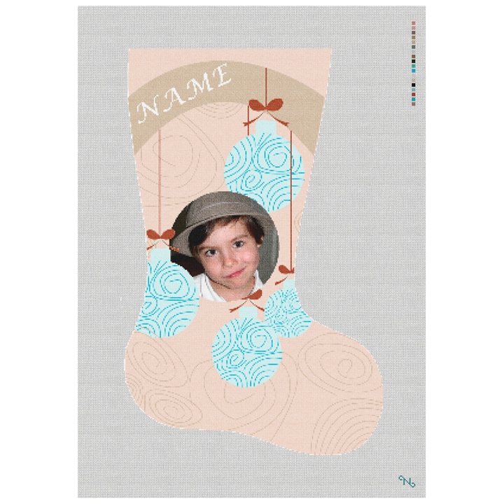 Needlepoint Photo Ornaments Stocking Kit Stitched Preview