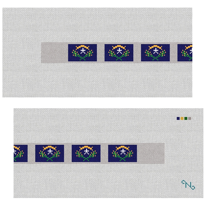 Nevada Flag Needlepoint Dog Collar Kit Stitched Preview