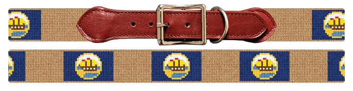 New Hampshire Flag Needlepoint Dog Collar